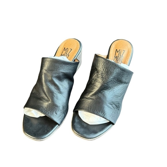 EUC Miz Mooz Silvie mules, leather, block heel, black, size 38 - Picture 4 of 11